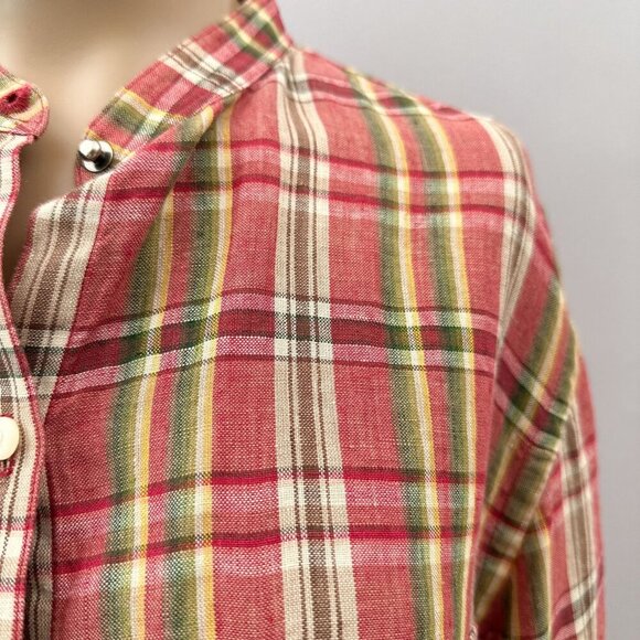 Ralph Lauren Linen Plaid Button Up Shirt Long Sleeve‎ Multicolor Women L - Picture 10 of 10